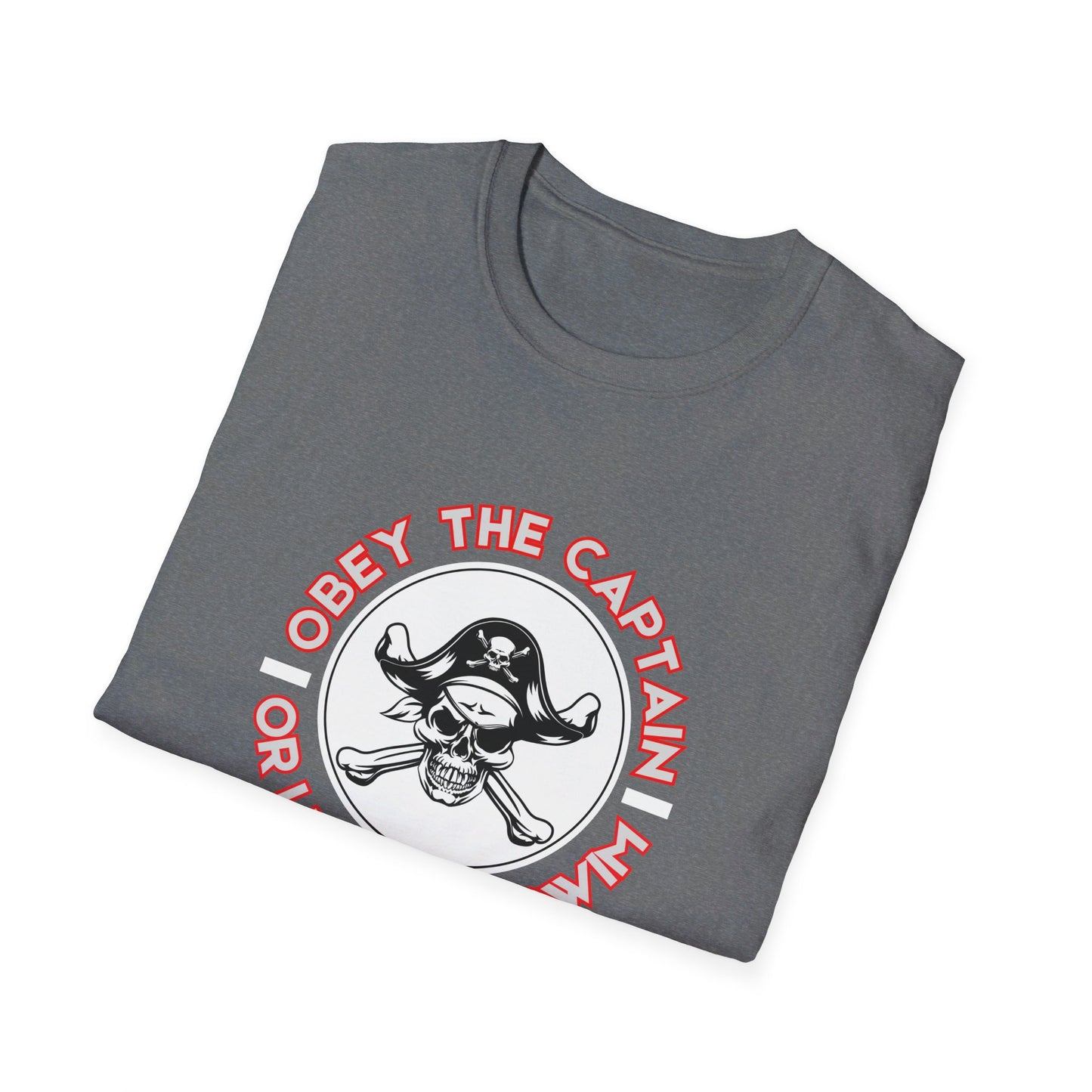 Obey the Captain or Learn To Swim Funny Pirate T-Shirt