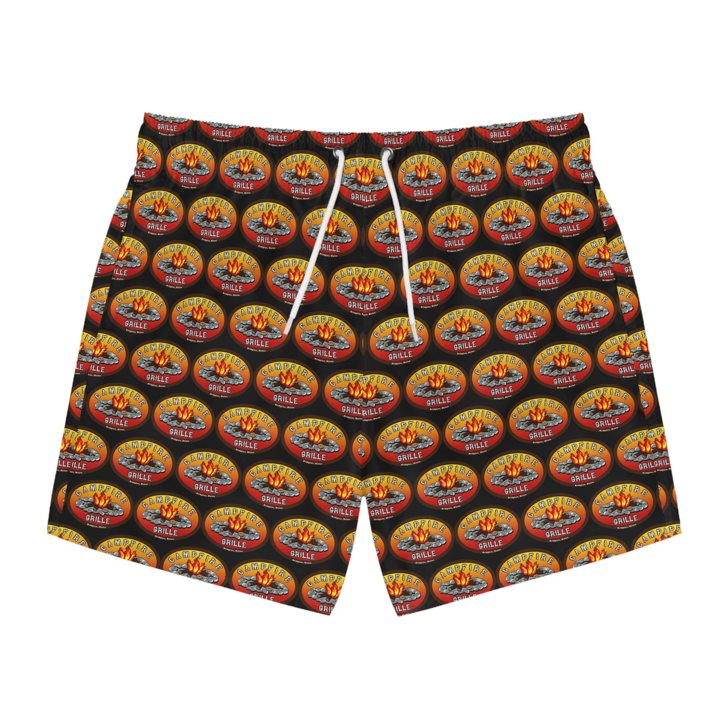 CFG Campfire Grille Vibrant Summer Swim Trunks, Beach Shorts, Pool Party Wear, Vacation Essentials, AOP Swimwear