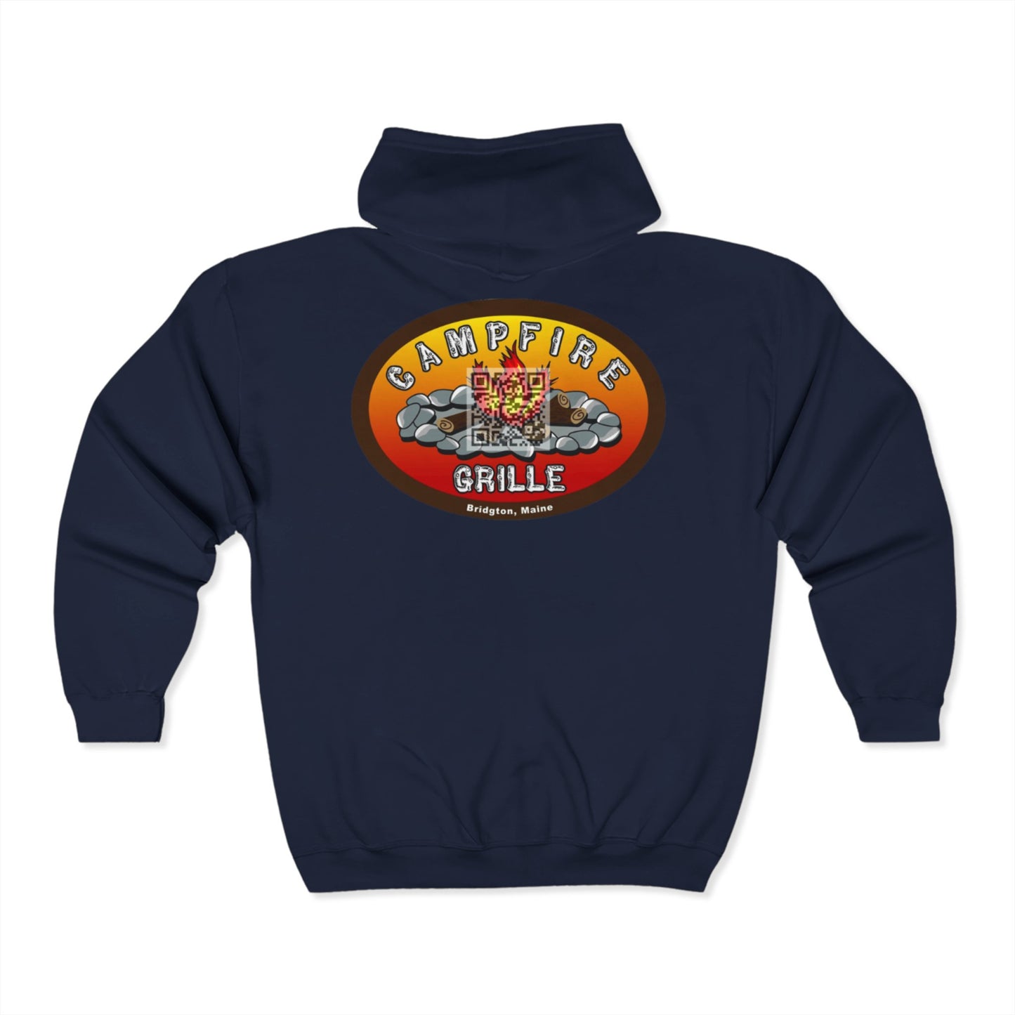 Campfire Grille Unisex Full Zip Hoodie - Cozy Fire-Themed Sweatshirt for Outdoor Lovers