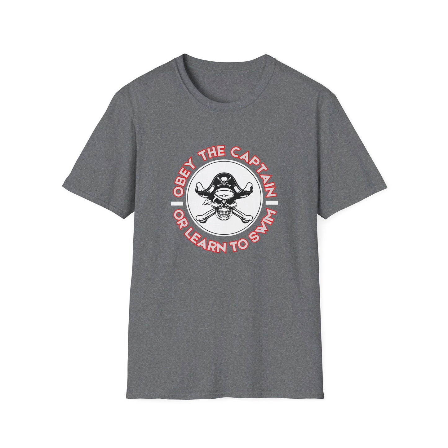 Obey the Captain or Learn To Swim Funny Pirate T-Shirt