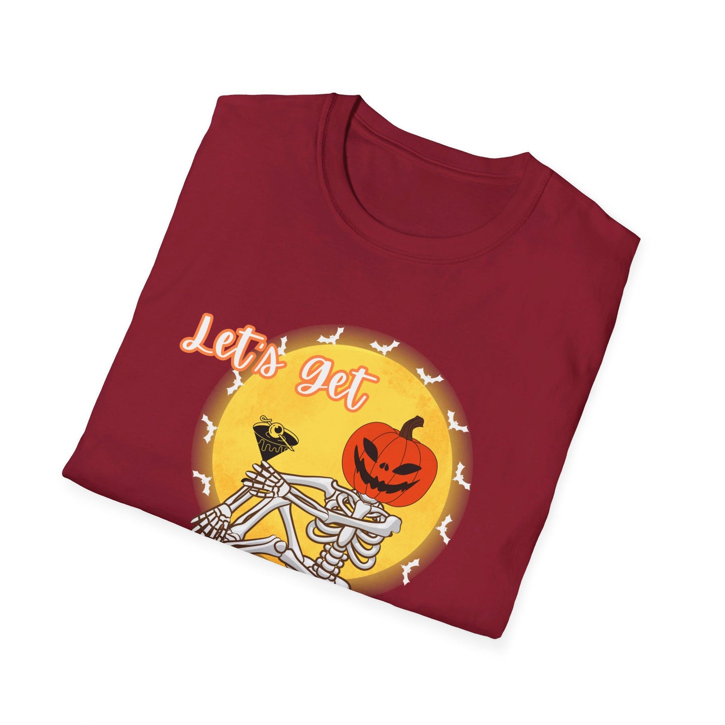 Let's Get Smashed Funny Halloween Skeleton with Martini T-Shirt
