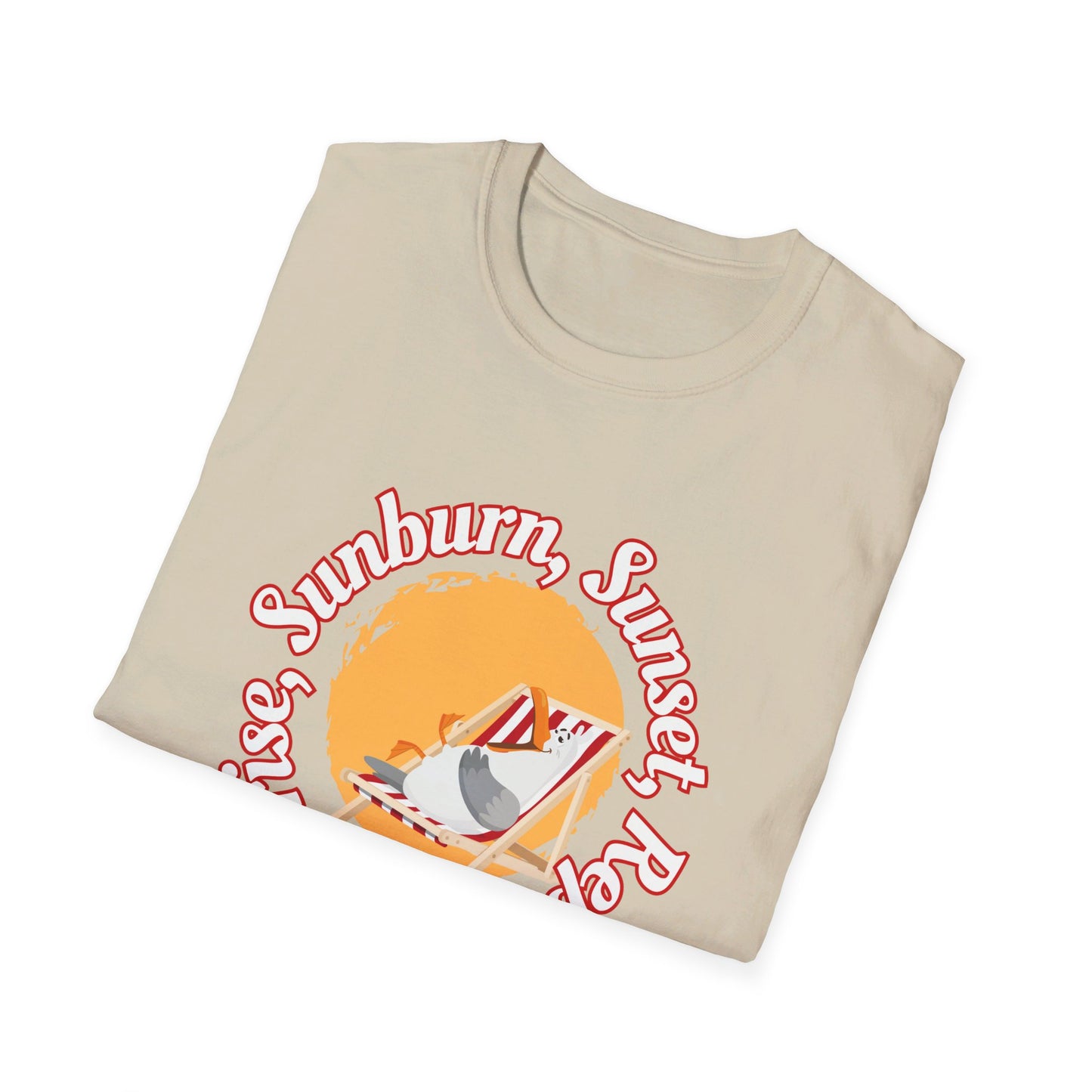 Sunrise, Sunburn, Sunset, Repeat, Seagull on the Beach Unisex T-Shirt