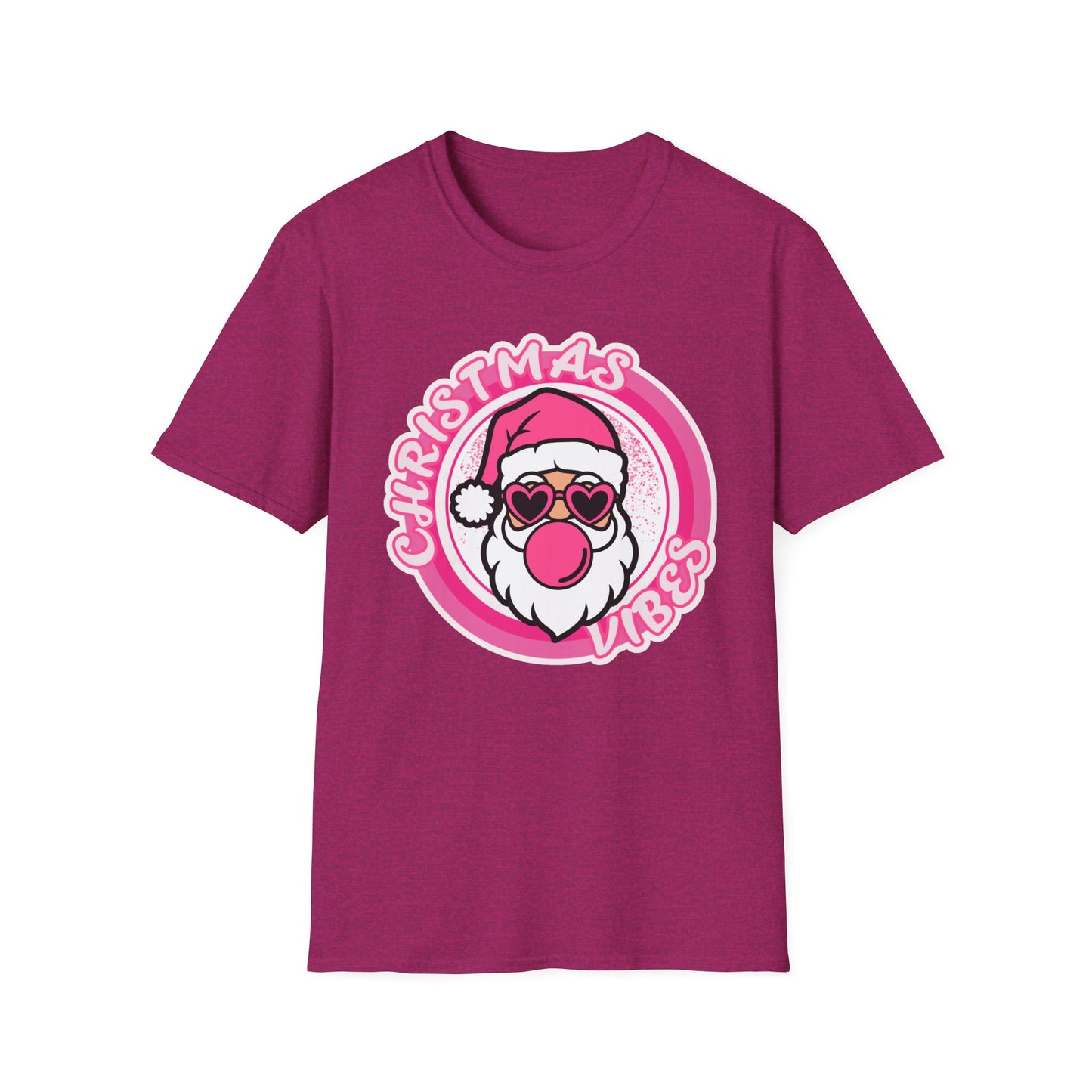 PINK Christmas Vibes Only  Cute Santa T-Shirt