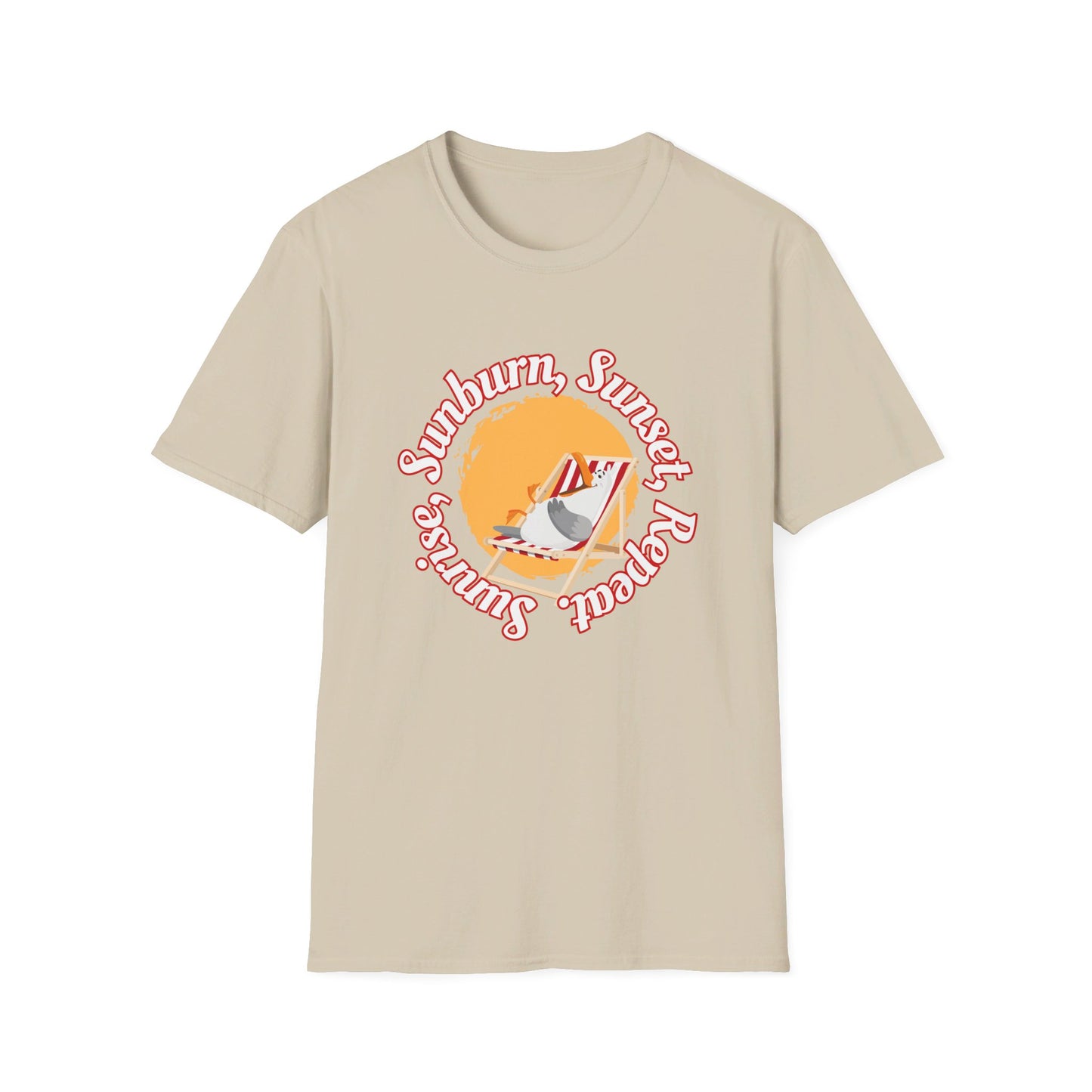 Sunrise, Sunburn, Sunset, Repeat, Seagull on the Beach Unisex T-Shirt