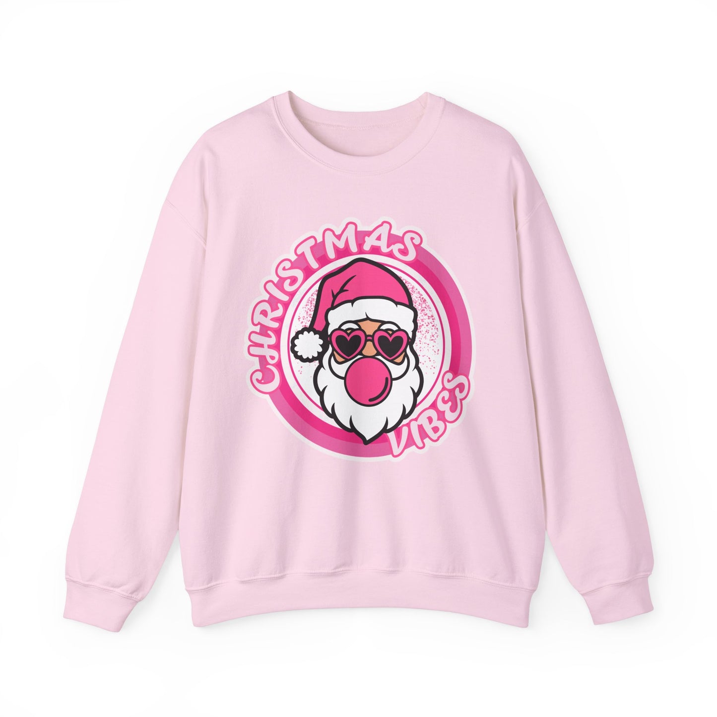 Santa Christmas Vibes Pink Lovers  Crewneck Sweatshirt