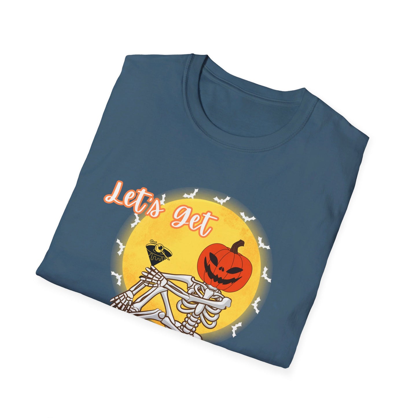 Let's Get Smashed Funny Halloween Skeleton with Martini T-Shirt