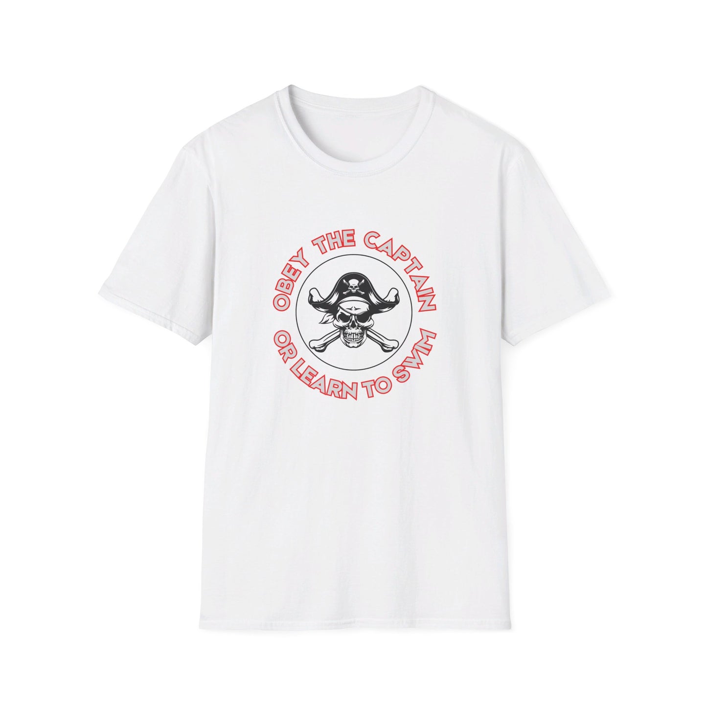 Obey the Captain or Learn To Swim Funny Pirate T-Shirt