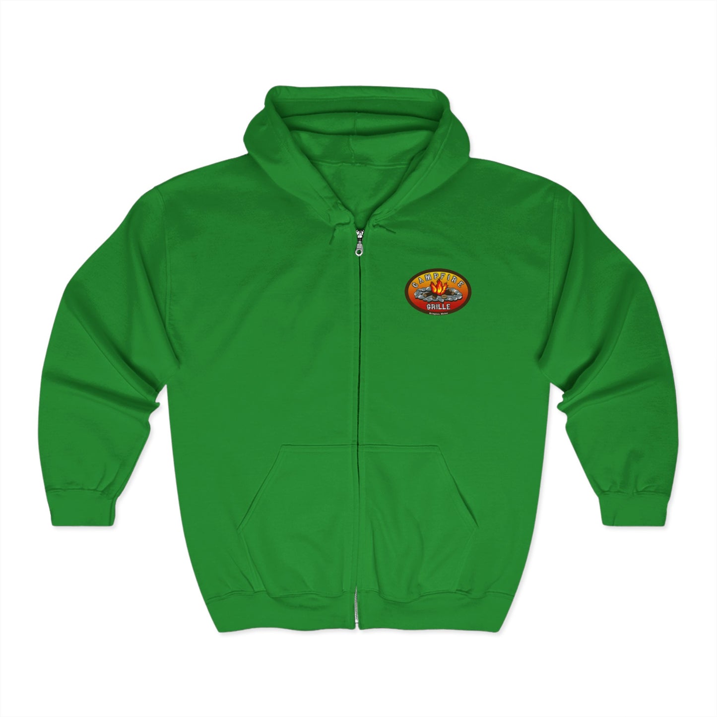 Campfire Grille Full Zip Hoodie, Cozy Unisex Sweatshirt, Camping Apparel, Outdoor Gear, Perfect Gift for Campers, Bonfire Nights