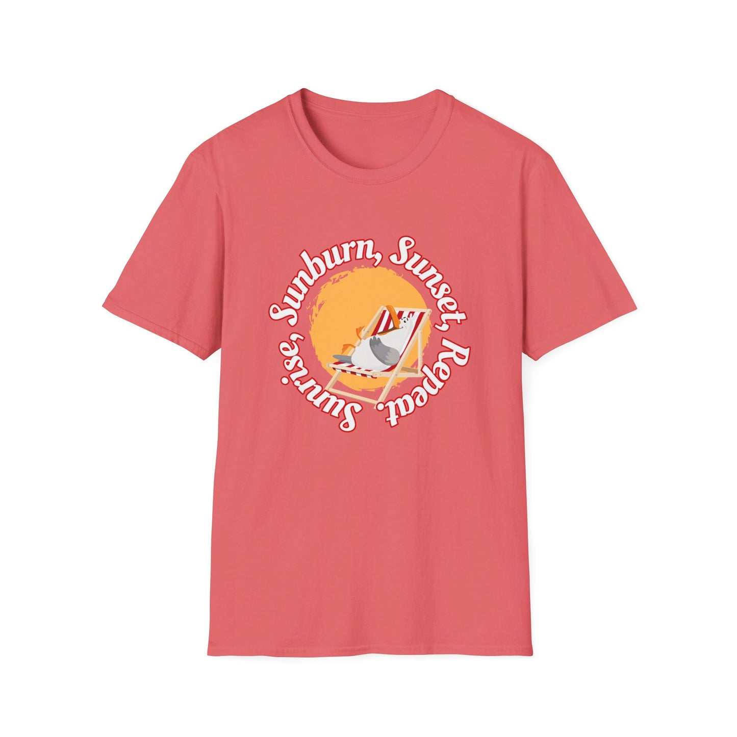 Sunrise, Sunburn, Sunset, Repeat, Seagull on the Beach Unisex T-Shirt