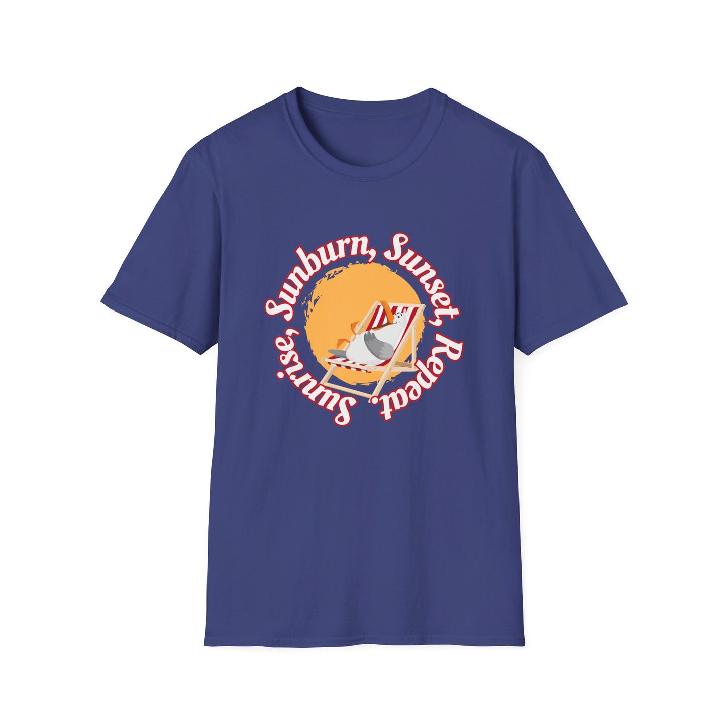 Sunrise, Sunburn, Sunset, Repeat, Seagull on the Beach Unisex T-Shirt