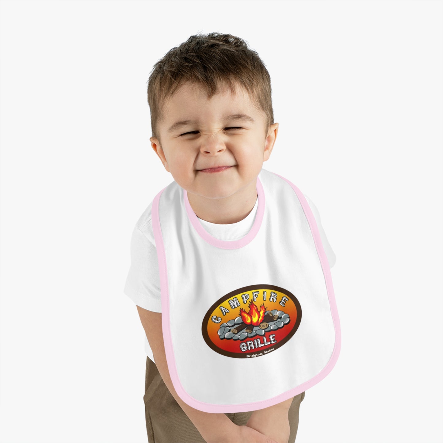 Camping-Themed Baby Bib, Outdoor Dining Bib, Baby Shower Gift, BBQ Fun, Baby Feeding Accessory, Cute Campfire Design