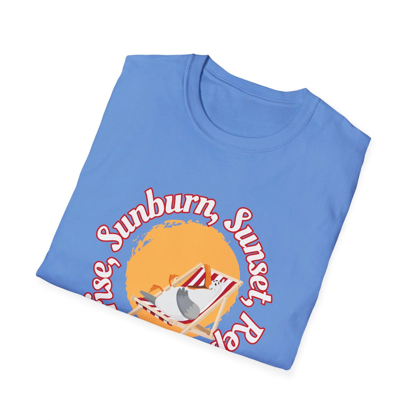 Sunrise, Sunburn, Sunset, Repeat, Seagull on the Beach Unisex T-Shirt