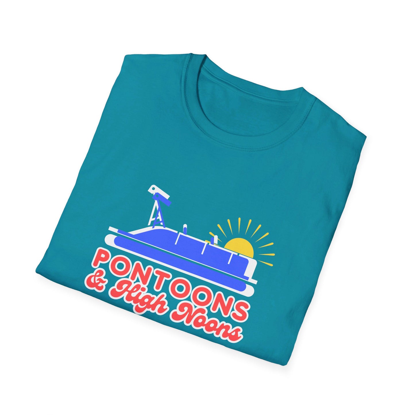 Pontoons and High Noon  Fun Summer Boating  T-Shirt