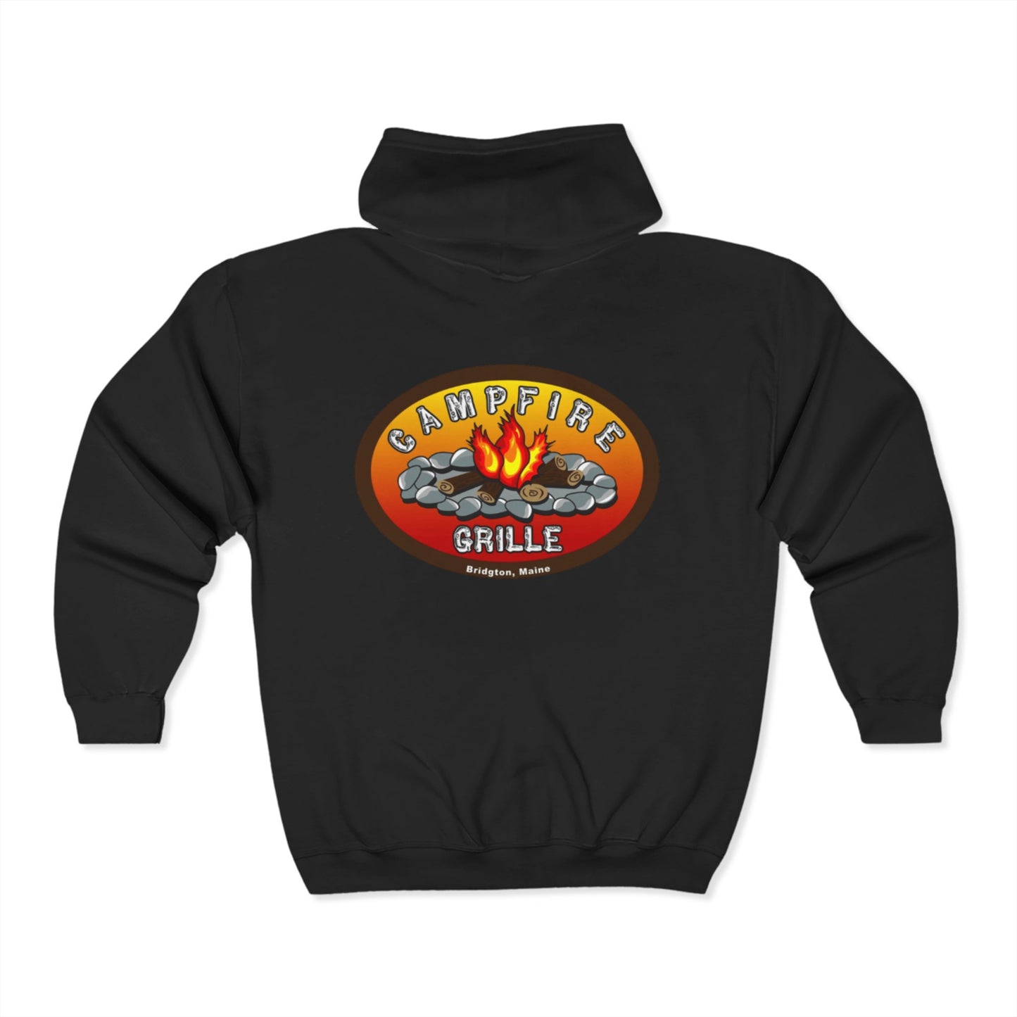 Campfire Grille Full Zip Hoodie, Cozy Unisex Sweatshirt, Camping Apparel, Outdoor Gear, Perfect Gift for Campers, Bonfire Nights